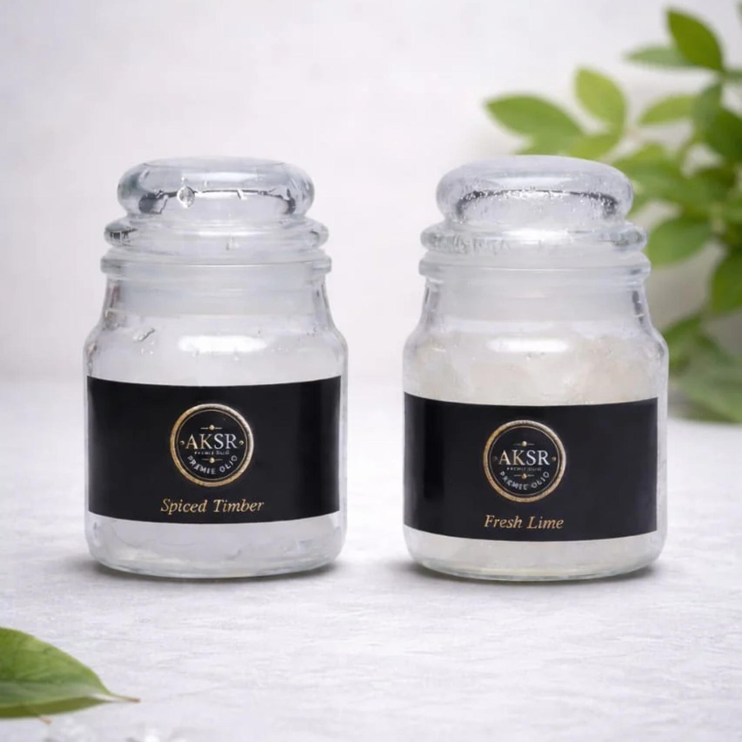 Set of 2 Fresh Lime & Spiced Timber Bhimseni Camphor Jar