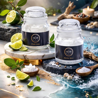 Set of 2 Marine Spice & Fresh Lime Bhimseni Camphor Jar