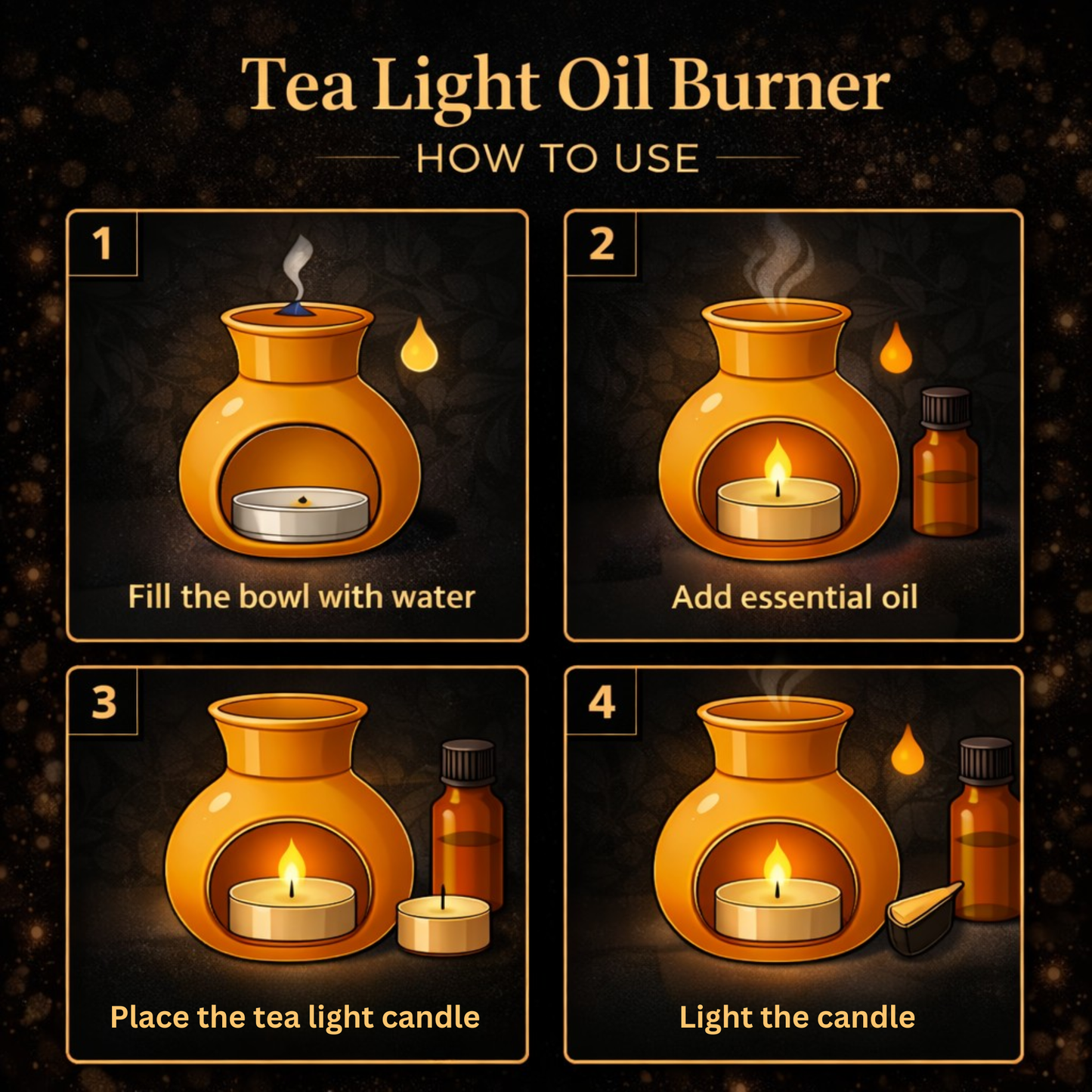 Midnight Black Tea light Diffuser